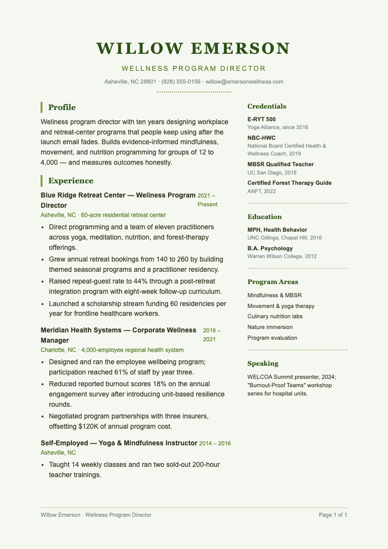 Botanical nature resume